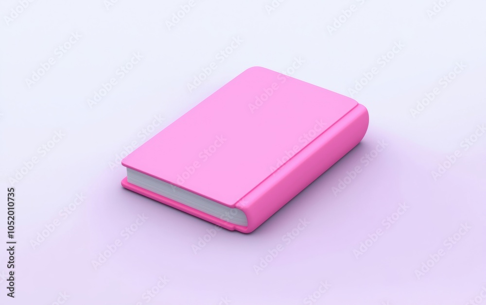 This vibrant pink book stands out against a soft background, perfect for educational or creative themes in design and promotional materials.