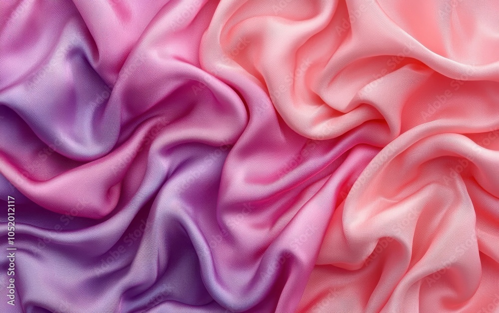 Obraz premium Soft, flowing fabric in shades of pink and purple, perfect for backgrounds, textiles, or fashion showcases. Captivating draped texture and color.