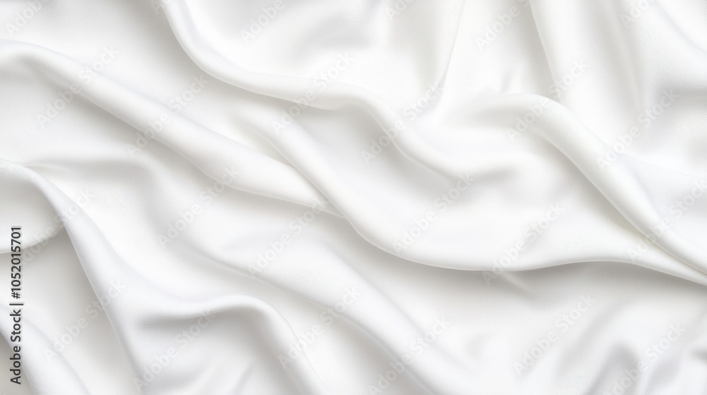 Fototapeta premium Elegant white satin fabric, showcasing smooth textures and gentle drapes, perfect for fashion, textiles, and interior design projects.