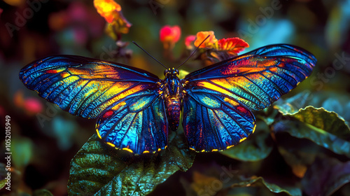 Intricate Patterns of the Costa Rican Bluewing Butterfly (Myscelia cyaniris) Illuminated by Morning Light photo