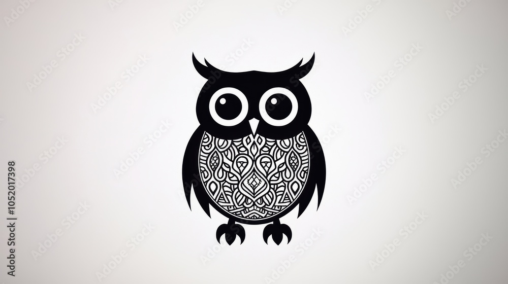 A stylized black and white owl illustration featuring intricate patterns, perfect for nature-themed projects and artistic designs. A stylized black and white owl illustration featuring intricate patterns, perfect for nature-themed projects and artistic designs.