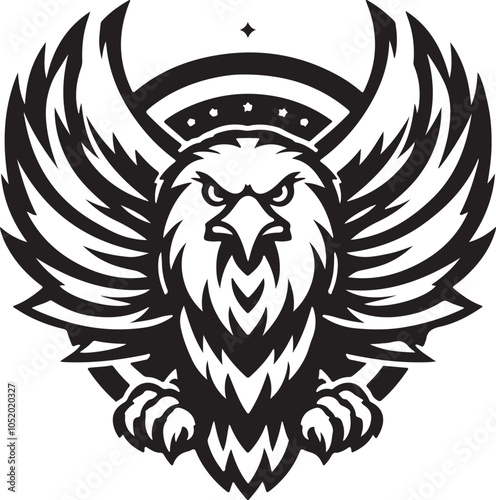 flying eagle head logo icon silhouette vector art flat design illustrations photo