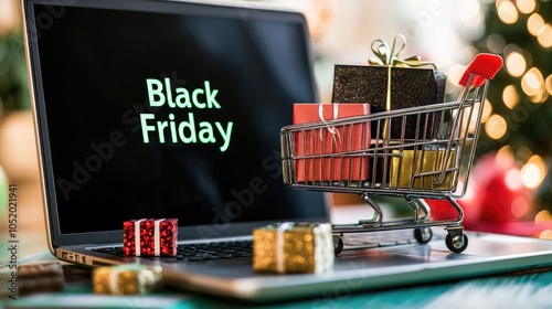 Black Friday Shopping Sale on Laptop Screen