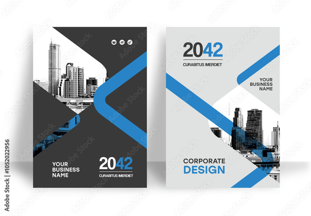 Blue and Black Book Cover Layout Stock Template | Adobe Stock