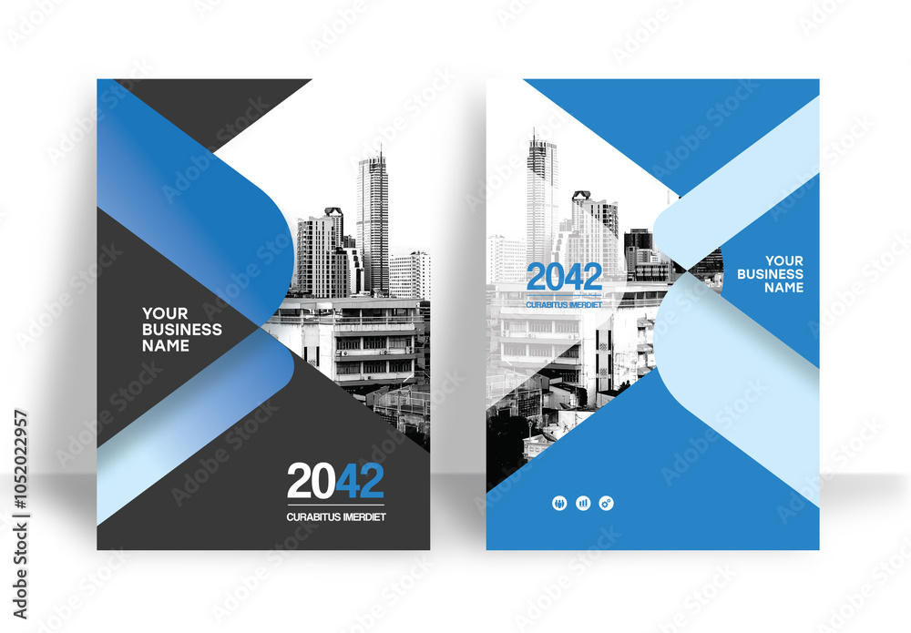 Blue and Black Book Cover Layout Stock Template | Adobe Stock