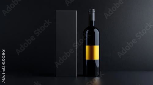 Elegant celebration, black box and wine bottle exude luxury festive ambiance