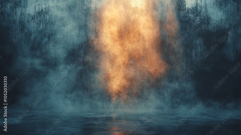 Dark Room Scene Featuring Concrete Floor and Ethereal Mist Dark Room Scene Featuring Concrete Floor and Ethereal Mist