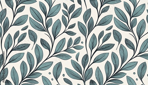 beautiful seamless pattern with branches with leaves ready print design illustration