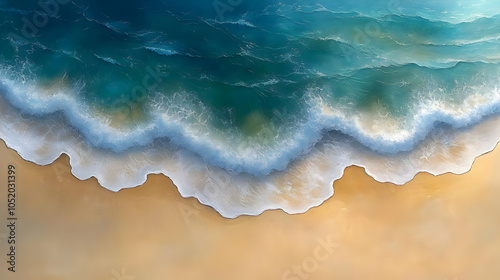 Ocean Waves Crashing on San...