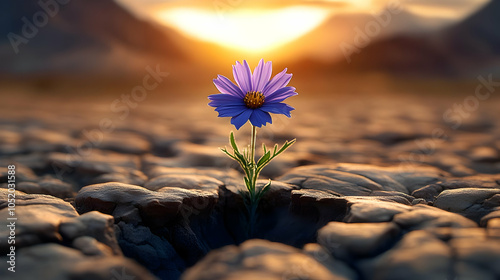 Single Flower in Dry Ground...