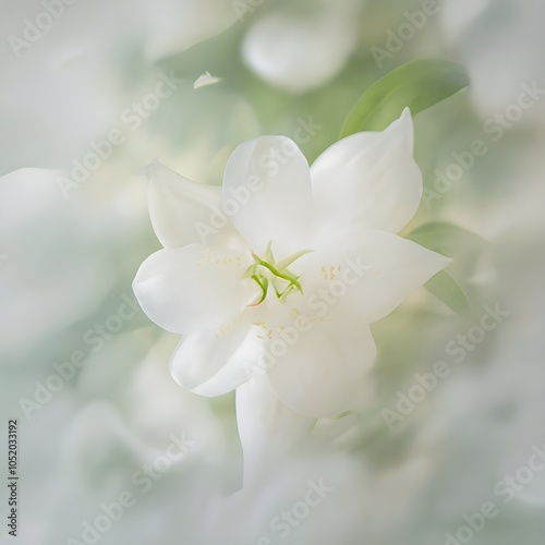 Nature's Elegance: Jasmine Flower Framed by a Blurred Backdrop