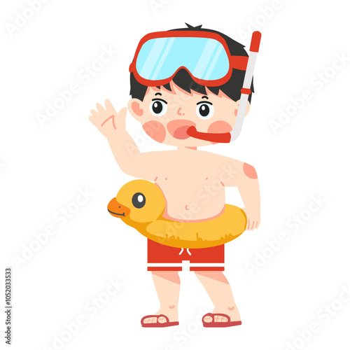 happy kid with swim ring