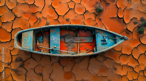 Blue Rowboat in Cracked Ear...