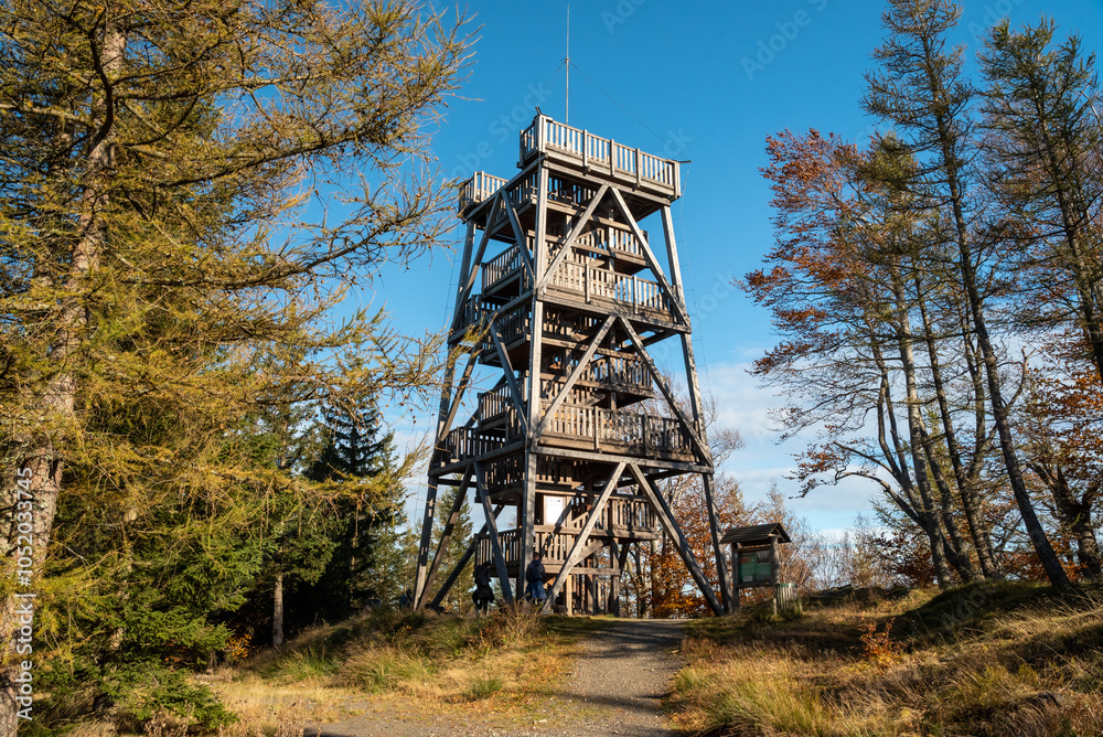 Observation tower on Czerniawska Kopa in the Jizera Mountains near the town of Świeradów Zdrój Observation tower on Czerniawska Kopa in the Jizera Mountains near the town of Świeradów Zdrój