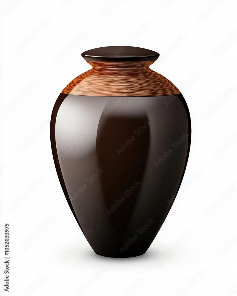 Elegant ceramic urn with a smooth finish and wooden lid, ideal for memorial or decorative purposes.