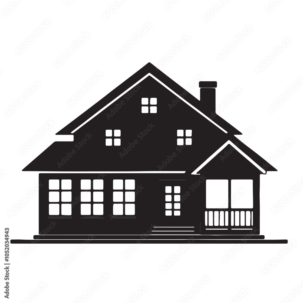 Flat Design House Silhouette Vector Isolated on White Background Flat Design House Silhouette Vector Isolated on White Background