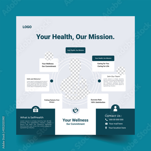 Medical healthcare prevention square banner design for a social media post template
