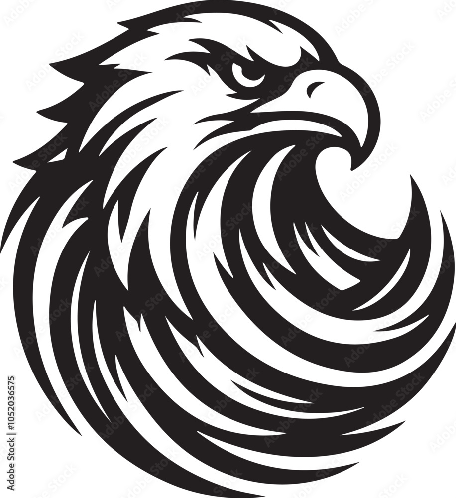 Fototapeta premium flying eagle head logo icon silhouette vector art flat design illustrations