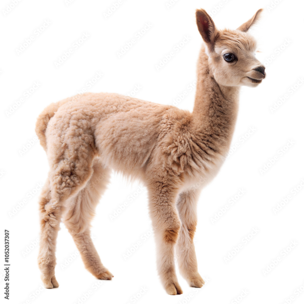 Fototapeta premium Baby Alpaca with White Background