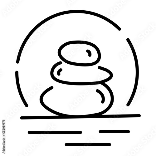 Linear icon of stacked spa stones