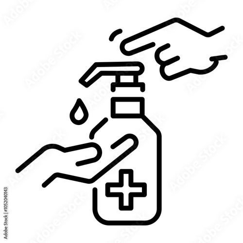 A linear style icon of a sanitizer 