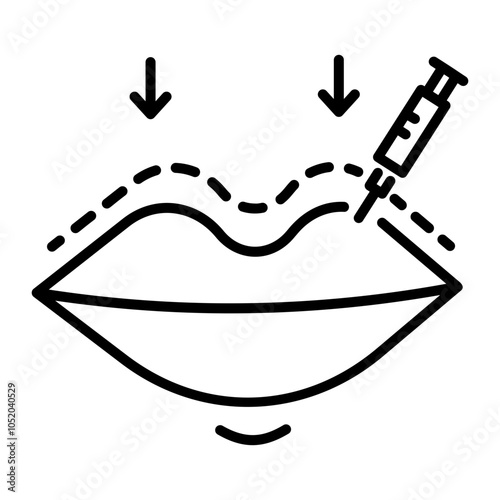 A linear style icon of lip filler 