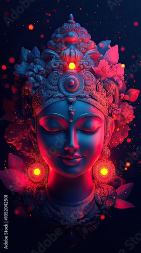 Divine Hindu Goddess in Vibrant Rendered Aesthetic