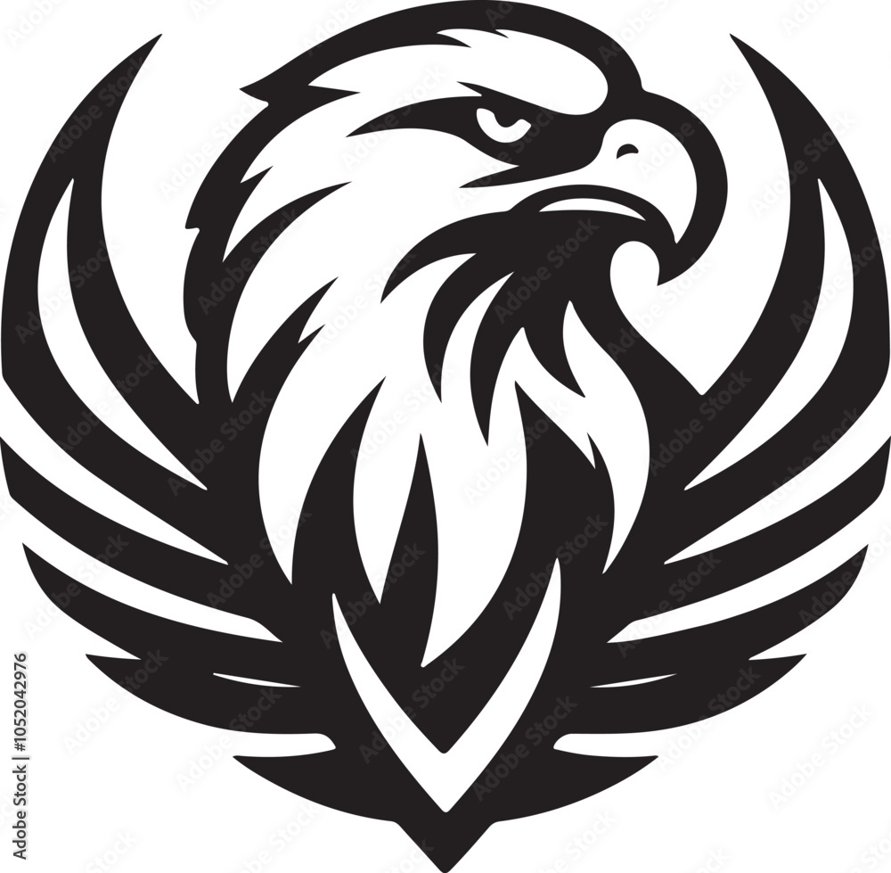 Fototapeta premium flying eagle head logo icon silhouette vector art flat design illustrations