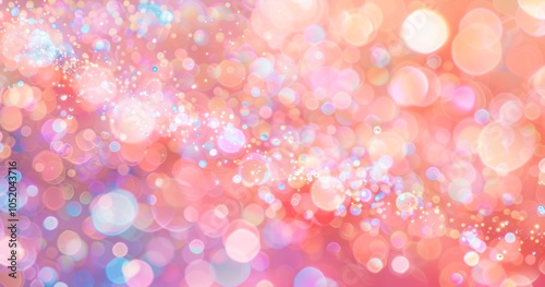 Falling confetti on pink background, abstract background with white and gold particle. Golden light shine particles Bokeh on pink background, celebration concept 