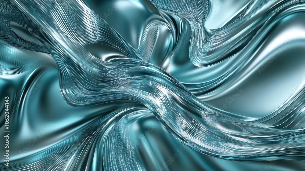 Obraz premium Aqua Mist and Platinum Gradients with Quantum Wave Patterns: Polished Chrome Texture for Future Tech and Medical Innovation. High-Resolution, Professional Finish.