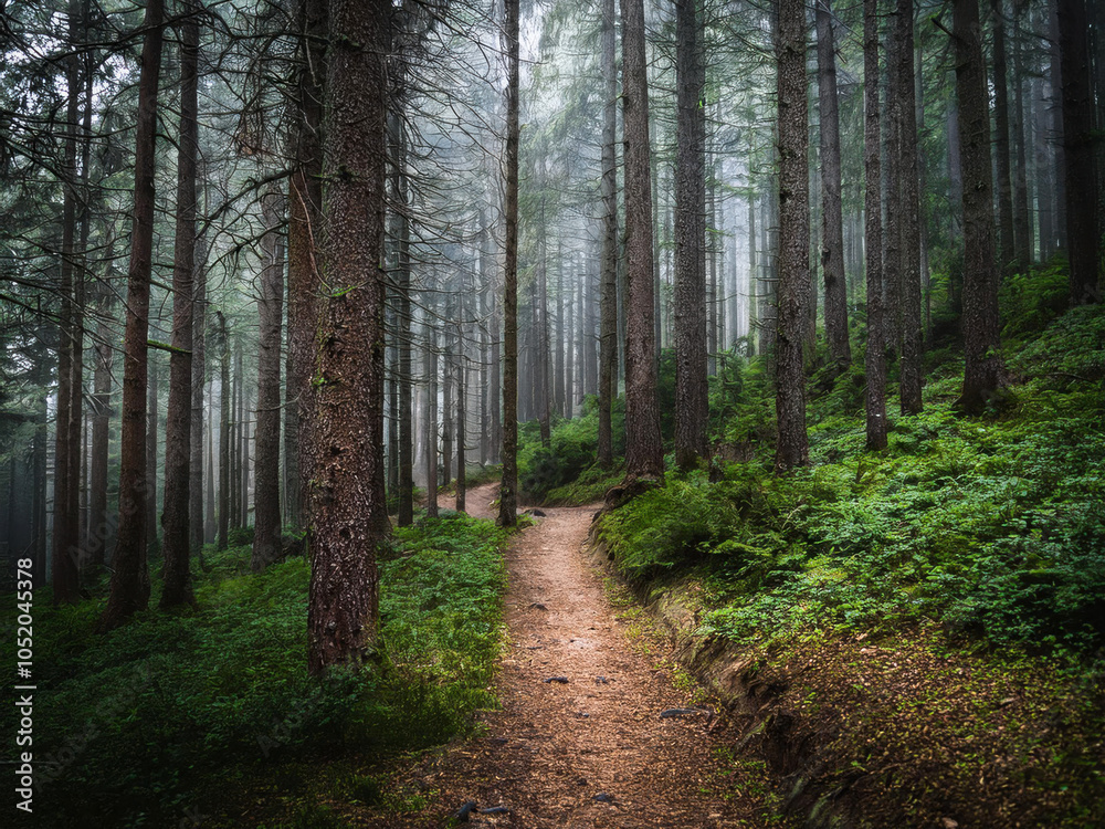 Hiking trail in the forest