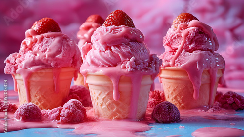 Pink Strawberry Ice Cream C...