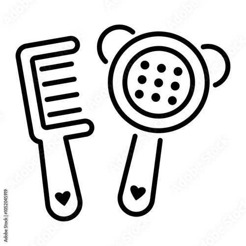 A line style icon of baby hairbrush