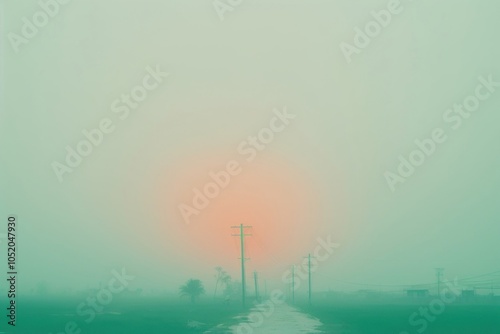 Dreamy pastel small town in Vietnam background outdoors nature sky. photo