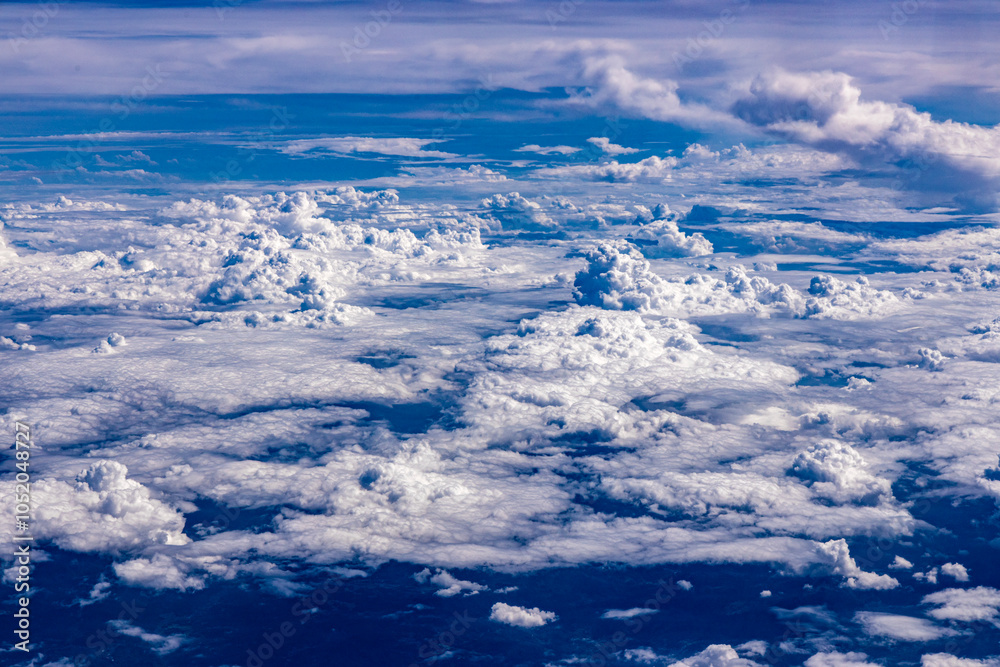 Fascinating earth river , sea of clouds under the plane, sky scenery , charming light and shadow form a scenic view For branding, postcard,screensaver website, wallpaper,poster,banner,cover,website