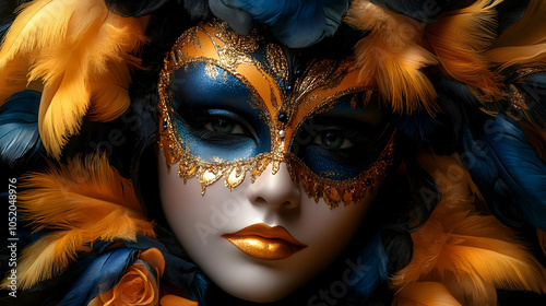 Golden and Blue Venetian Ma...