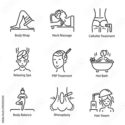 Pack of Linear Style Spa Treatment Icons 

