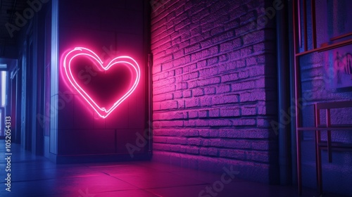 Neon Love Sign Glowing Brightly for a Romantic Valentine's Day