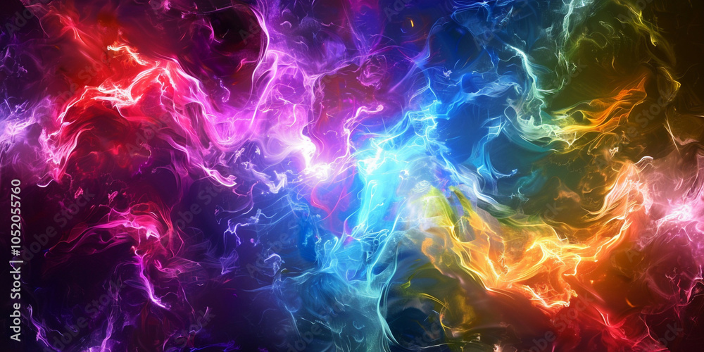 Fototapeta premium Spectacular Display of Colorful Smoke in Black