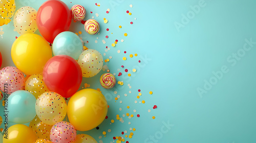 Colorful Balloons and Confe...