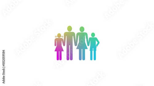 Wallpaper Mural Family peoples shape icon animation on white background Torontodigital.ca