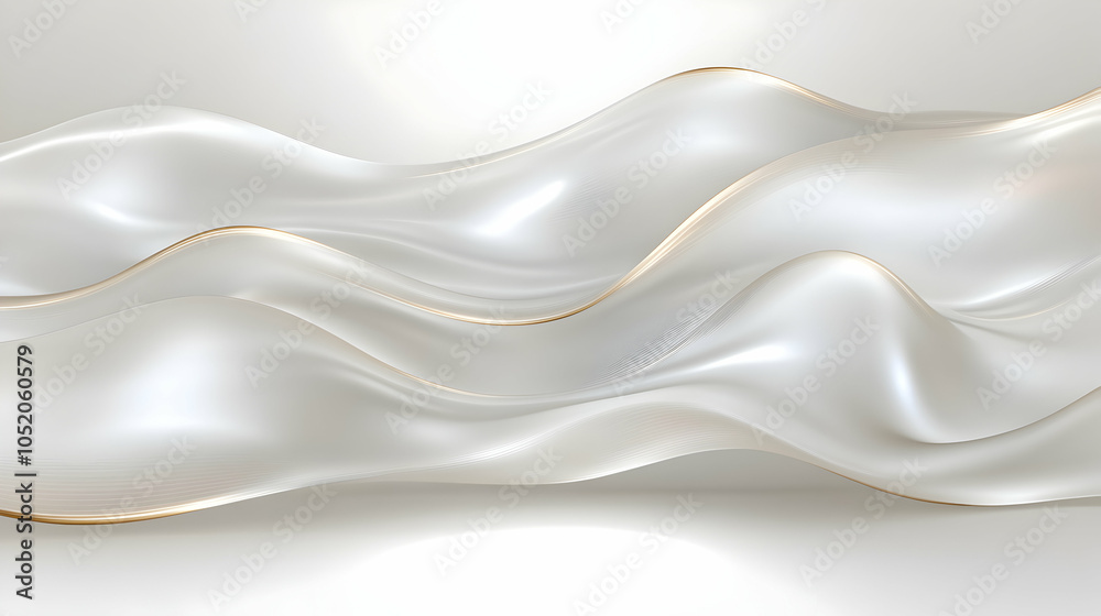 Obraz premium Abstract White and Gold Wave Background, curve, flow, smooth, elegant, luxurious