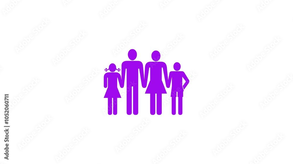 Family peoples shape icon animation on white background Family peoples shape icon animation on white background