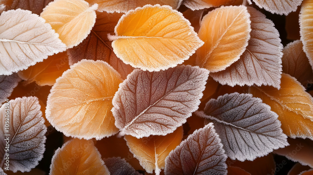 Frosted Autumn Leaves Background Frosted Autumn Leaves Background