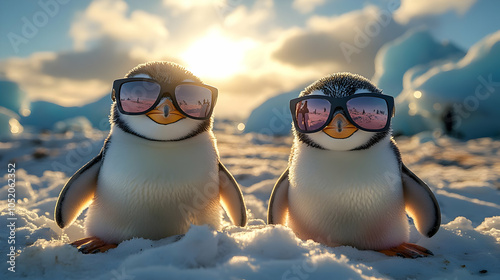 Cool Penguins Wearing Sungl...
