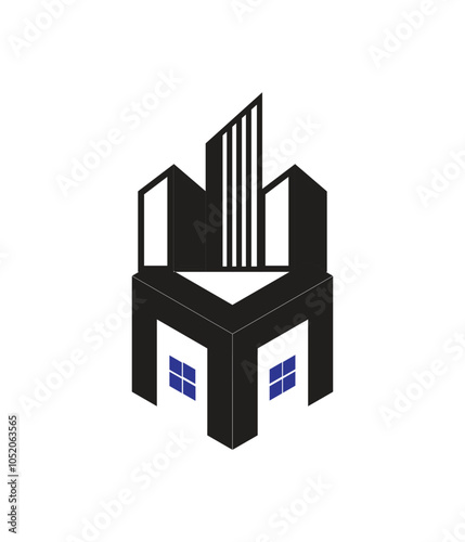 mu  real state hexagon  vector  letter logo