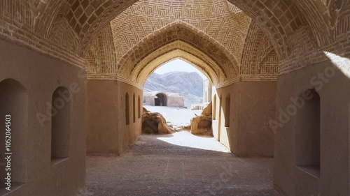 Brick archways transitioning from indoor to outdoor, Towers of silence, Yazd