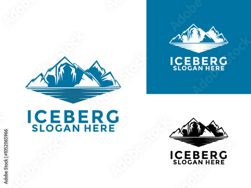 Iceberg logo design vector, Mountain Lake logo, Awesome Iceberg logo vector template