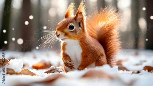 Red Squirrel in Wintery For...