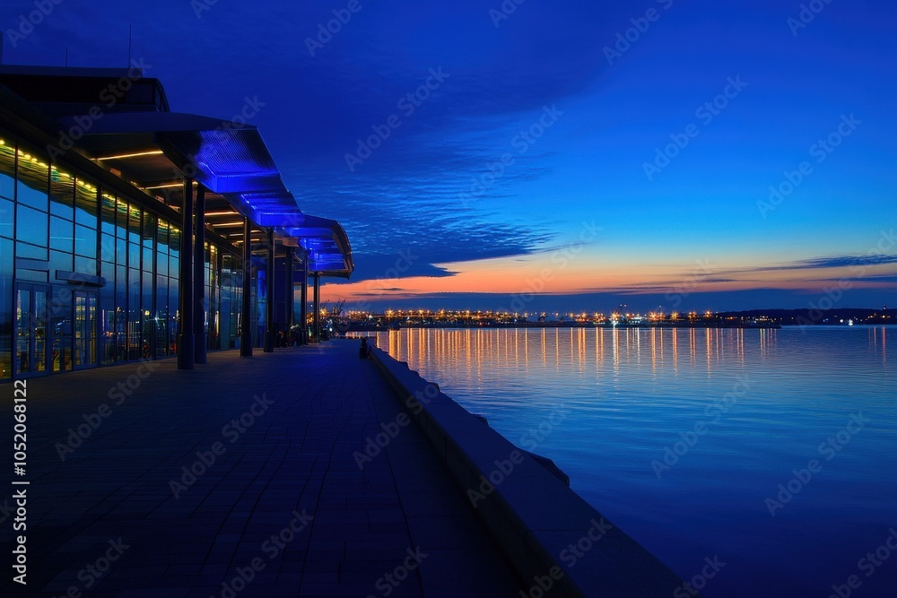 Obraz premium National Harbor. Night Skyline Panorama with Sea Views in City Landscape